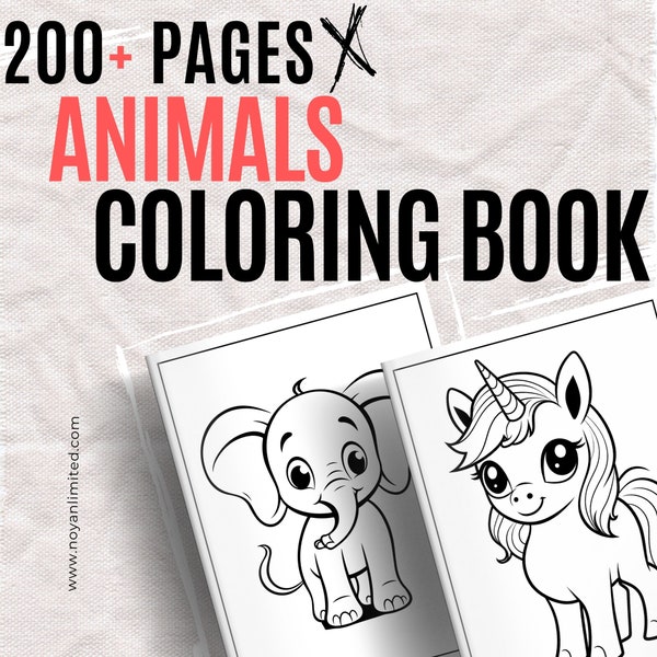 Animals Coloring Pages For Kids, Toddlers, Preschoolers, Coloring Book, Simple Coloring Pages, Homeschool, Printable, Digital Download, Easy