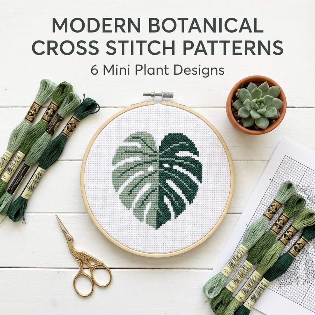 Botanical Cross Stitch Pattern Bundle | Mini Plant Embroidery (PDF ...