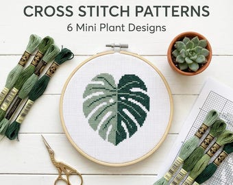 Botanical Cross Stitch Pattern Bundle | Mini Plant Embroidery (PDF Chart)