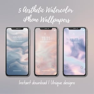 Aesthetic Wallpaper, iPhone Background with Watercolor Cloud, iOS iPhone Lockscreen Wallpaper, Minimal Homescreen