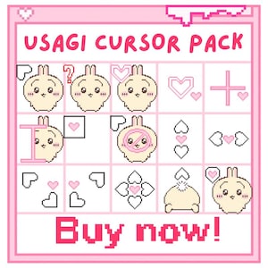Pacchetto cursore mouse animato Usagi / Tema puntatore mouse pixel art pastello (download digitale)