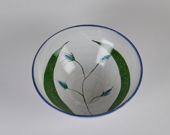 Ensaladera de cerámica (diseño de flores azules)