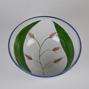 Ceramic Salad Bowl (Red Flower Design)