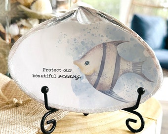 Angelfish Clam Shell Ring Dish: Beach Wedding Favor, Coastal Decor