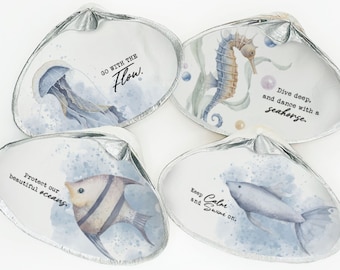 Sealife Clam Shell Ring Dish: Beach Wedding Favor, Coastal Decor