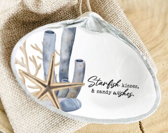 Handcrafted Starfish Clam Shell Ring Dish: Beach Wedding Favor