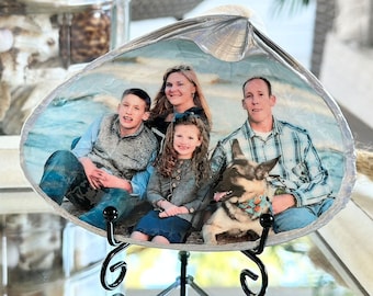 Personalized Family Photo Shell Art: Coastal Home Decor Gift