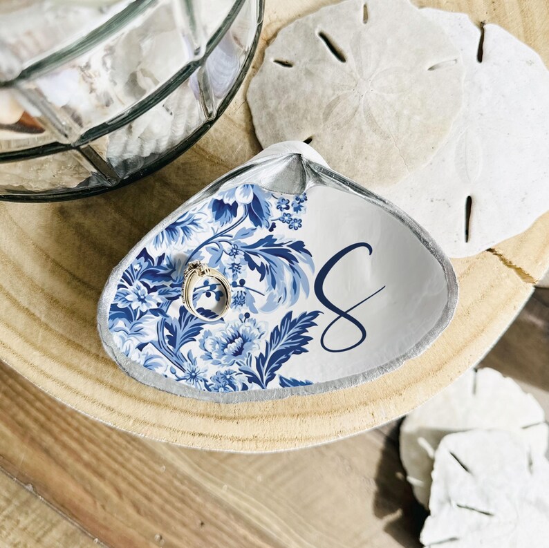 Monogram Chinoiserie Clam Shell Ring Dish: Custom Bridal Party Gift ...