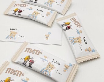 M&ms personnalisé thème au choix, anniversaire, fête, baptême, mariage, cadeaux invités, plaisir d'offrir, baby shower