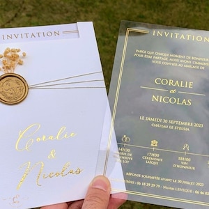 Wedding Invitation Elegant Wedding Invitation Acrylic Invitation Gold Foil Bridal Shower Gold Foil Printing.