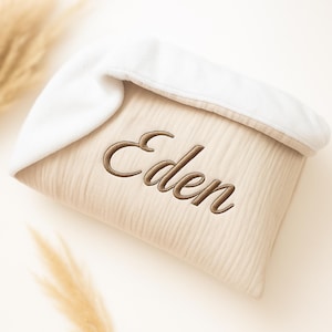 Personalized baby blanket with first name - Cotton gauze birth blanket - Embroidered baby girl boy gift