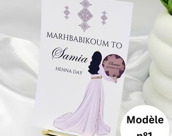 Carte chocolat bienvenue personnalisée, carte de bienvenue mariage, évènement henna day, cadeau invité, carte de remerciement, henna party