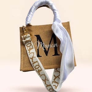 Sac en jute personnalisé, sac jute prénom, sac jute anniversaire, cadeau femme, cadeau bride, sac cabas toile de jute, plaisir d'offrir