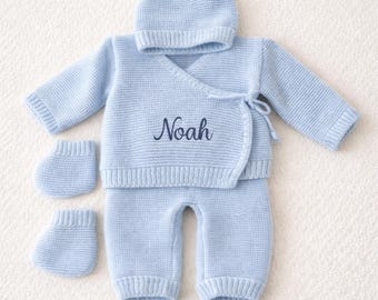 Set regalo personalizzato per neonati – Regalo dolce ed elegante (0-3 mesi) – Nome ricamato o floccato