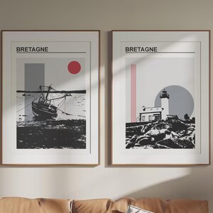 Cartaz da Bretanha com o motivo "Phare de Pontusval", impressão digital, download instantâneo, farol