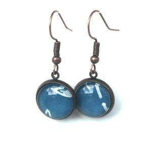 Handmade Cyanotype Earrings Unique Pair Abstract