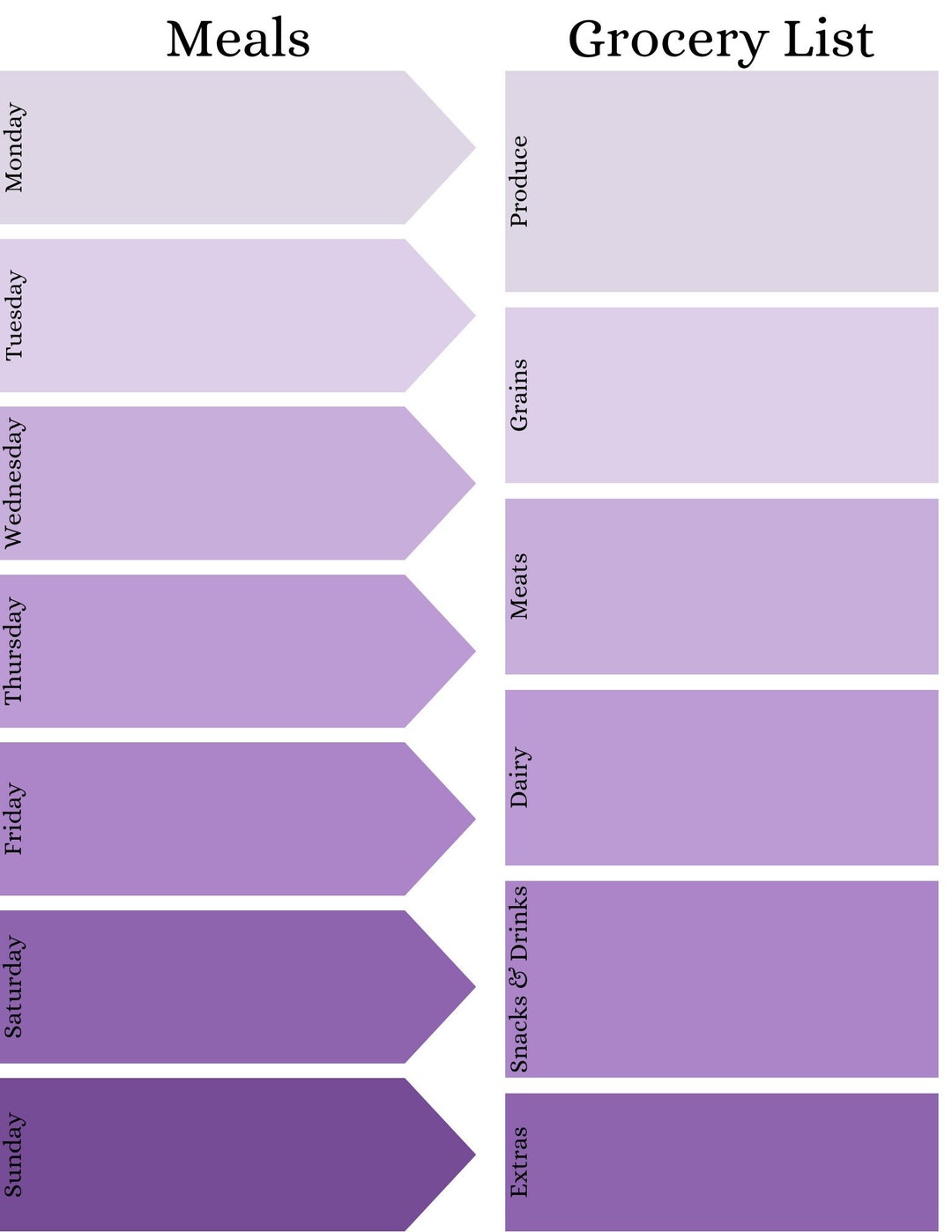 Weekly Meal Planner Template - Etsy