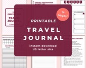 Travel Journal Printable, Travel Diary PDF, Digital Travel Journal, Travel Notebook Journal Prompts