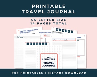 Travel Journal Printable, Travel Diary PDF, Digital Travel Journal, Travel Notebook Journal Prompts