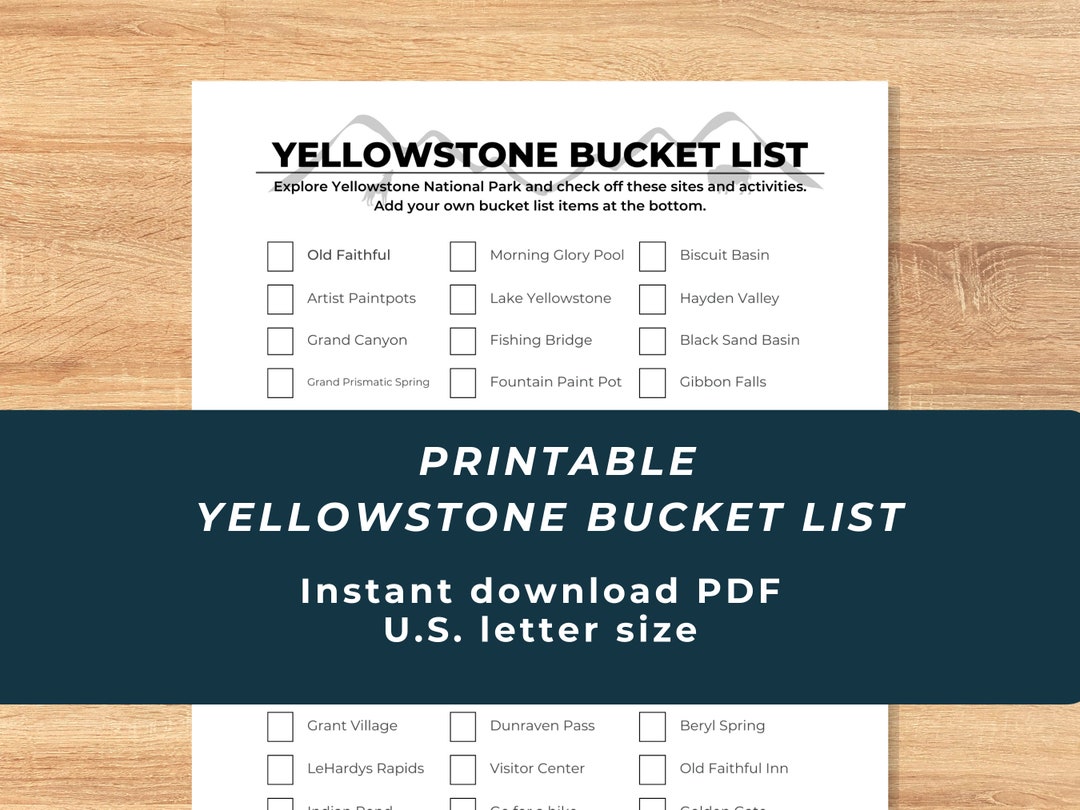 Printable Yellowstone Bucket List | Travel Bucket List | National Park ...