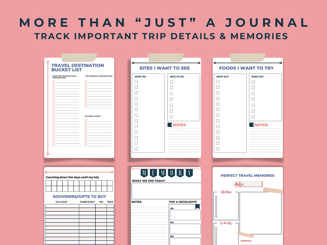 Travel Journal Printable, Travel Diary PDF, Digital Travel Journal