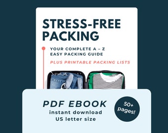 Travel Packing Guide Ebook | Learn How to Pack Light | Bonus Printable Packing Lists | PDF Download