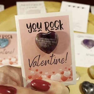 Valentines Cards with heart crystal for school sets | Valentine's Day | Heart Crystals |  Valentine for exchange | Rocks | Gem | Kids