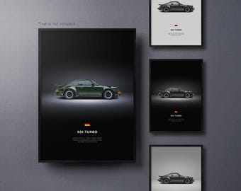Porsche 911 Turbo (930) - Car Poster Print | Automotive Wall Art | Car Lover Gift | Wall Art for Kids, Boys Room, Home Office
