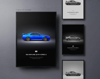Scania Skyline ST-R V-Spec II R34 - Auto Poster Druck | Automobiles Wandbild | Auto-Liebhaber Geschenk | Wandkunst für Kinderzimmer, Jungenzimmer, Home Office