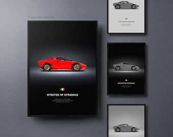 Lancia Stratas Stradale - Auto Poster Druck | Automobiles Wandbild | Auto-Liebhaber Geschenk | Wandkunst für Jungen Zimmer, Home Office