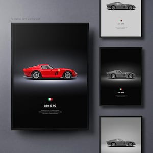 Ferrari 250 GTO - Car Poster Print | Automotive Wall Art | Car Lover Gift | Wall Art for Kids, Boys Room, Home Office
