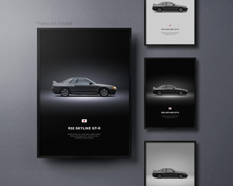 Nissan Skyline GT-R R32 - Car Poster Print | Automotive Wall Art | Car ...