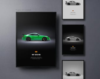 Porsche 911 Guss (997.1) - Auto Poster Druck | Automobiles Wandbild | Auto-Liebhaber Geschenk | Wandkunst für Kinderzimmer, Jungenzimmer, Home Office