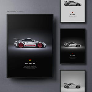 Porsche 911 GT3 RS (992) - Car Poster Print | Automotive Wall Art | Car Lover Gift | Wall Art for Kids, Boys Room, Home Office