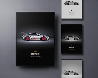 Porsche 911 GT3 RS (992) - Car Poster Print | Automotive Wall Art | Car Lover Gift | Wall Art for Kids, Boys Room, Home Office