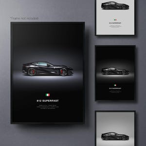 Ferrari 812 Superfast - Car Poster Print | Automotive Wall Art | Car Lover Gift | Wall Art for Kids, Boys Room, Home Office