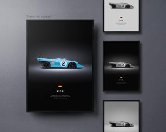 Porsche 917 K - Auto Poster Druck | Automobiles Wandbild | Auto-Liebhaber Geschenk | Wandkunst für Jungen Zimmer, Home Office