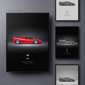 Ferrari F50 - Car Poster Print | Automotive Wall Art | Car Lover Gift | Wall Art for Kids, Boys Room, Home Office