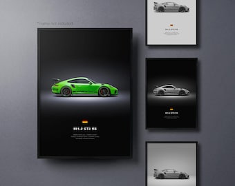 Porsche 911 CDR (991.2) - Auto Poster Druck | Automobiles Wandbild | Auto-Liebhaber Geschenk | Wandkunst für Kinderzimmer, Jungenzimmer, Home Office