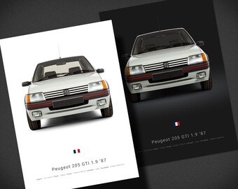 Peugeot 205 GTI 1.9L Poster Print | Car Poster | Car Wall Art