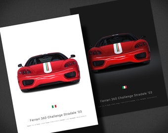 Ferrari 360 uitdaging Stradale poster afdrukken | Autoposter | Auto kunst aan de muur