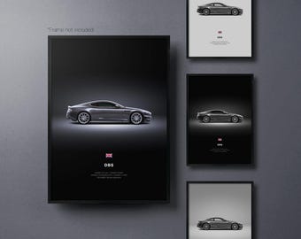 Aston Martin DBS 2008 - Auto Poster Druck | Automobiles Wandbild | Auto-Liebhaber Geschenk | Wandkunst für Kinderzimmer, Jungenzimmer, Home Office
