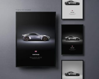 Aston Martin Vantage 2025 - Auto Poster Druck | Automobiles Wandbild | Auto-Liebhaber Geschenk | Wandkunst für Jungen Zimmer, Home Office