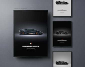 Lamborghini Huracan Artist - Auto Poster Druck | Automobiles Wandbild | Auto-Liebhaber Geschenk | Wandkunst für Kinderzimmer, Jungenzimmer, Home Office