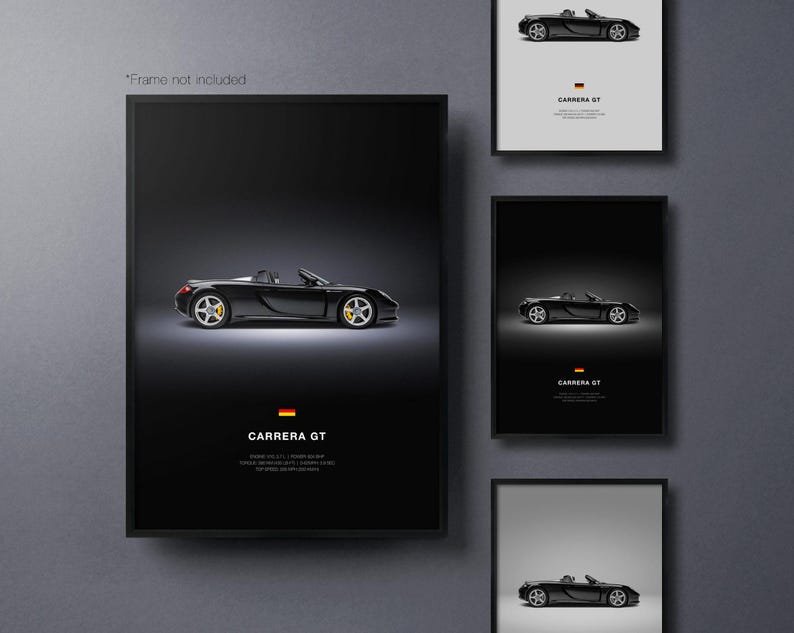 Porsche Carrera GT - Car Poster Print | Automotive Wall Art | Car Lover Gift | Wall Art for Kids, Boys Room, Home Office image 1