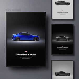 Dodge Charger SRT Hellcat Redeye 2021 - Car Poster Print | Automotive Wall Art | Car Lover Gift | Wall Art for Boys Room, Home Office