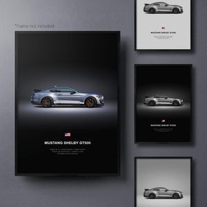 Ford Mustang Shelby GT500 - Car Poster Print | Automotive Wall Art | Car Lover Gift | Wall Art for Boys Room, Home Office