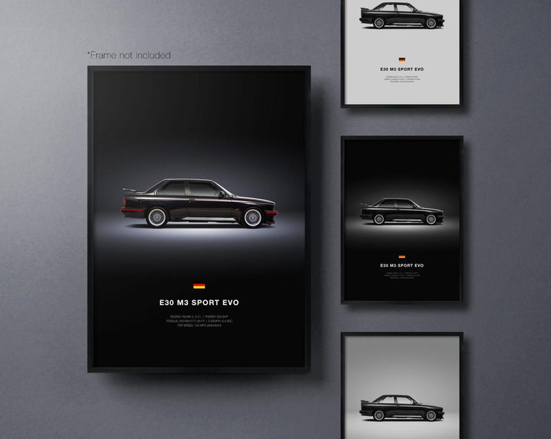 BMW E30 M3 Sport Evolution - Car Poster Print | Automotive Wall Art ...