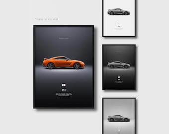 Nissan GT-R R35 2017 - Car Poster Print | Automotive Wall Art | Car Lover Gift | Wall Art for Kids, Boys Room, Home Office