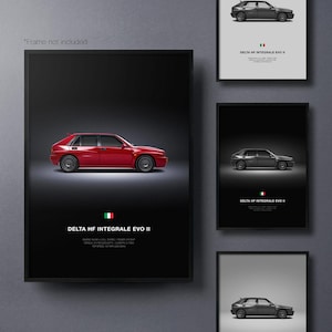 Lancia Delta HF Integrale Evo II - Póster de coche / Arte mural automovilístico / Regalo para amantes de los coches / Arte mural para niños, habitación de niños, oficina en casa